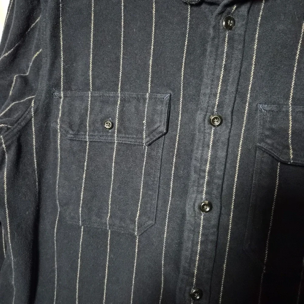 Banana Republic Mens XL Heavy Weight Shirt Jacket Standard Fit Navy Blue/Striped